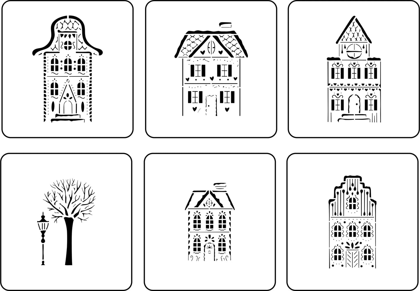 Christmas Village Houses- Stencil
