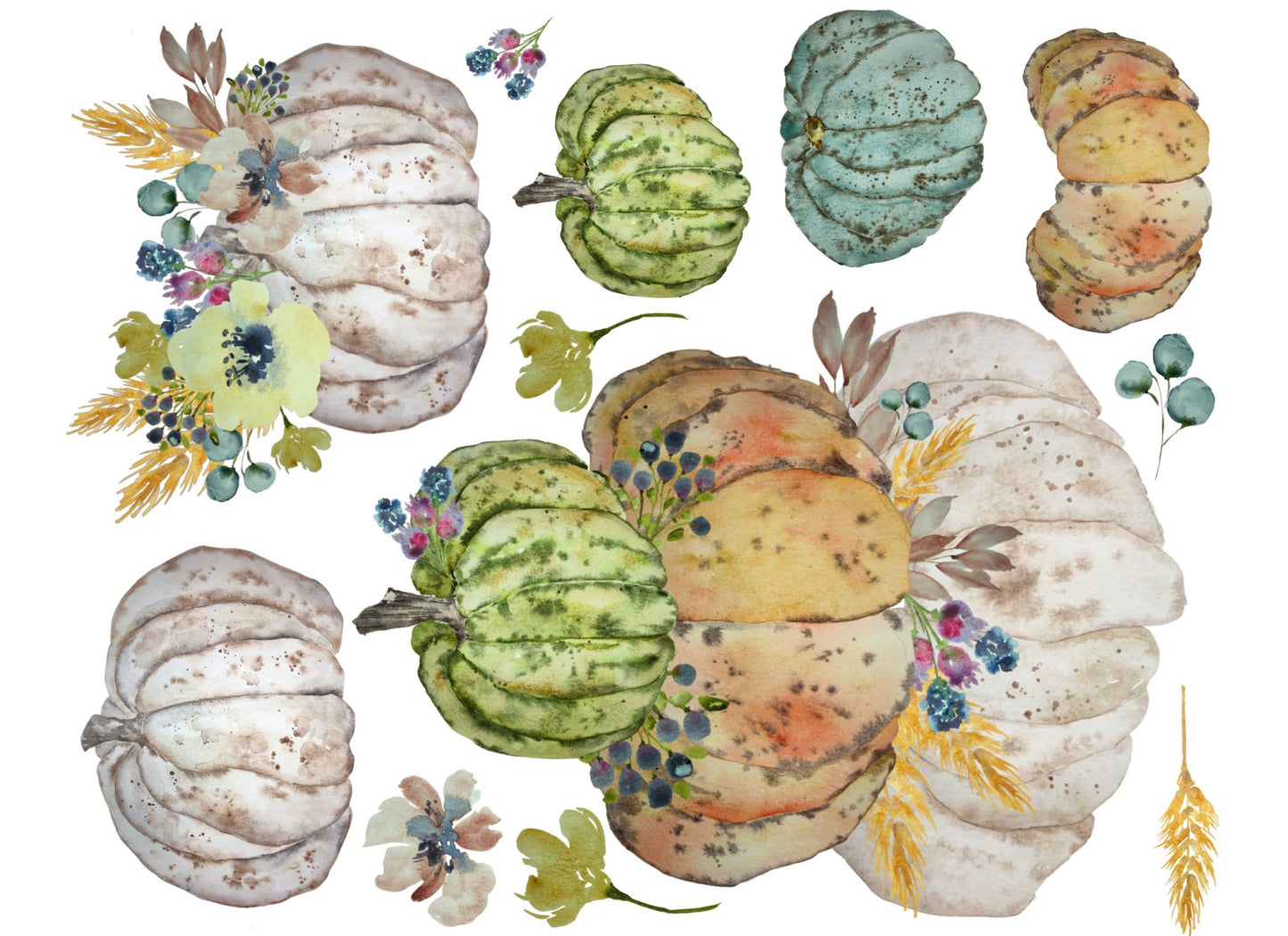 Heirloom Stacked Pumpkins- Roycycled Decoupage Paper