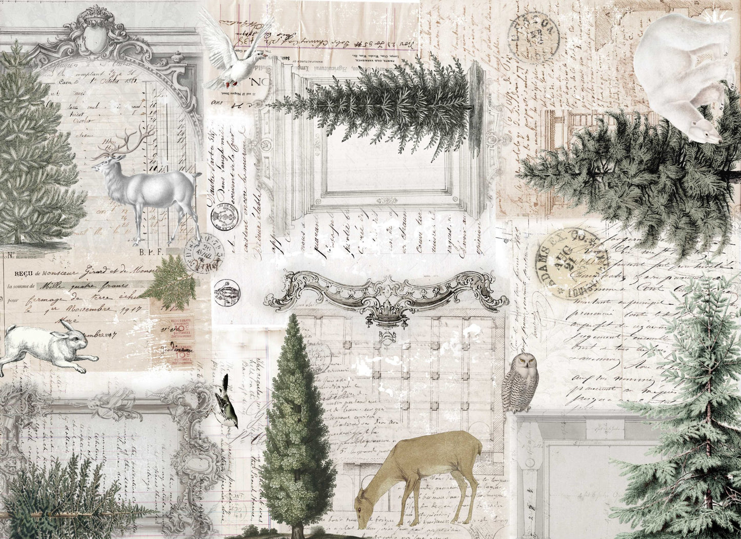 Neutral Christmas Masterboard- Roycycled Decoupage Paper