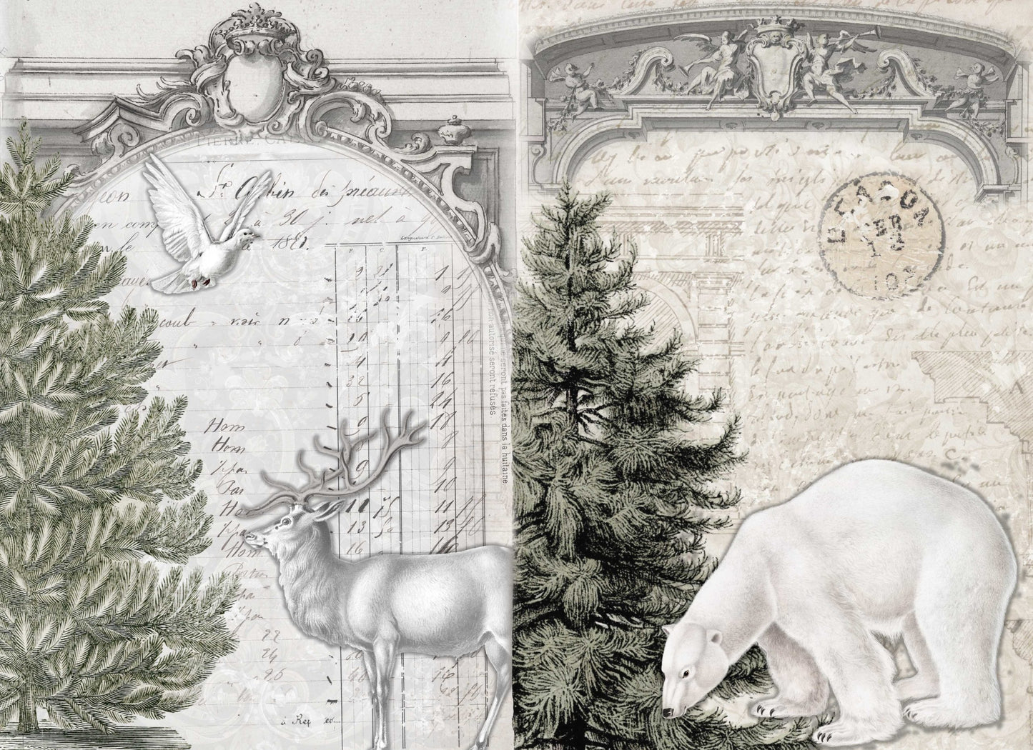 Neutral Christmas Project Blocks- Roycycled Decoupage Paper