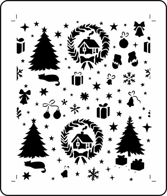 Yuletide Wallpaper - Stencil