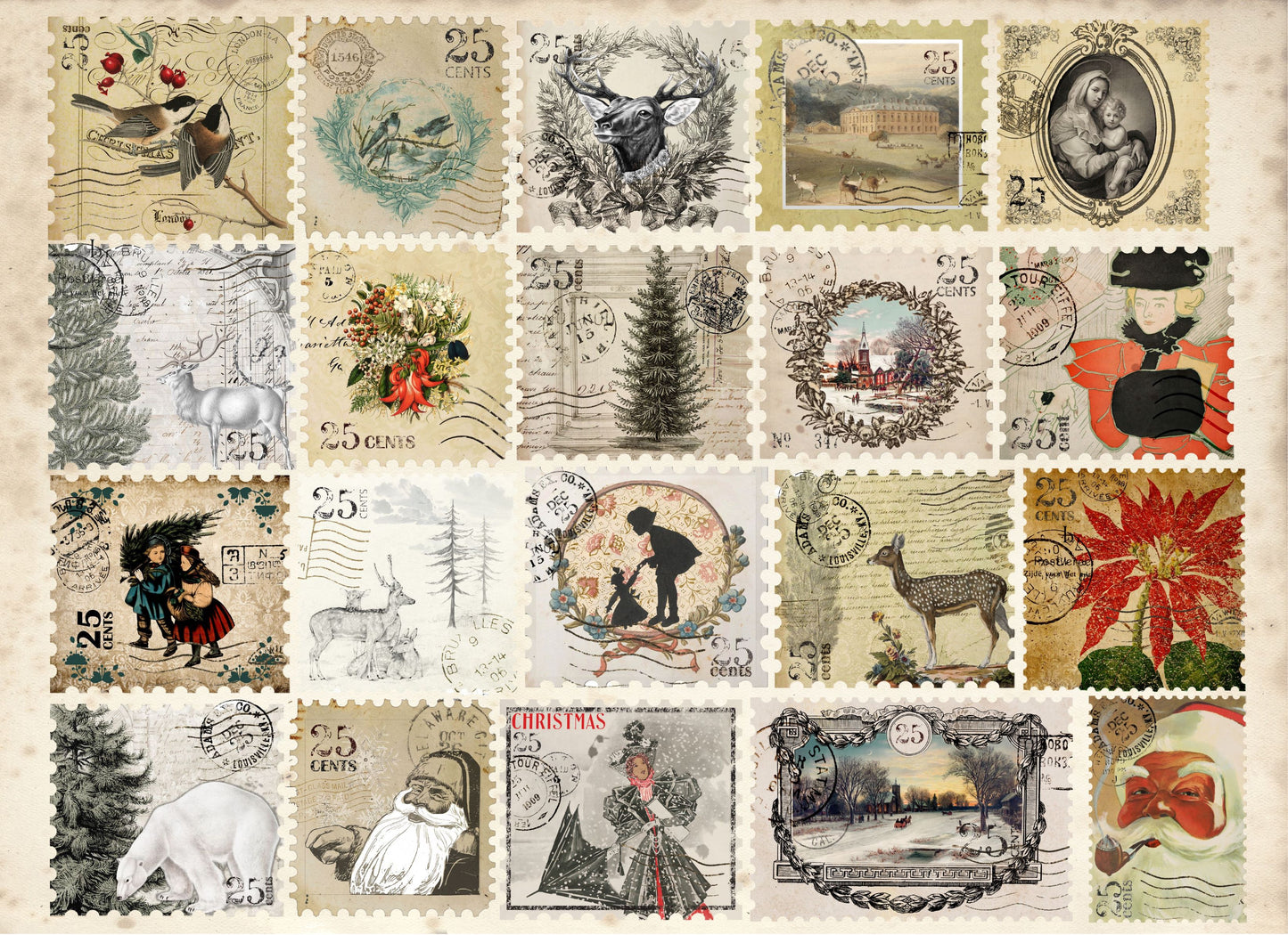 Christmas Postage - 20" x 30" Decoupage Paper - Roycycled