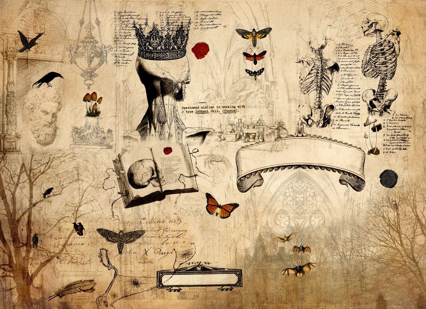 Dark Academia - 20" x 30" Decoupage Paper - Roycycled