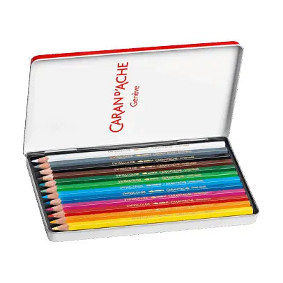 Set of 12 Water-Soluble Pencils Swisscolor in Metal Box
