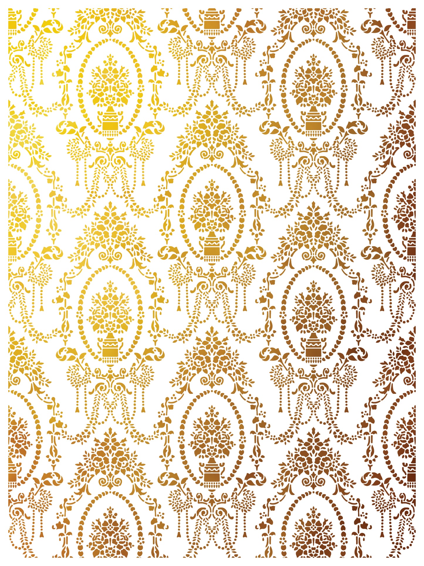 Decorative pattern with gold and white design on a white background, from the "Emporium" gilded transfer by IOD