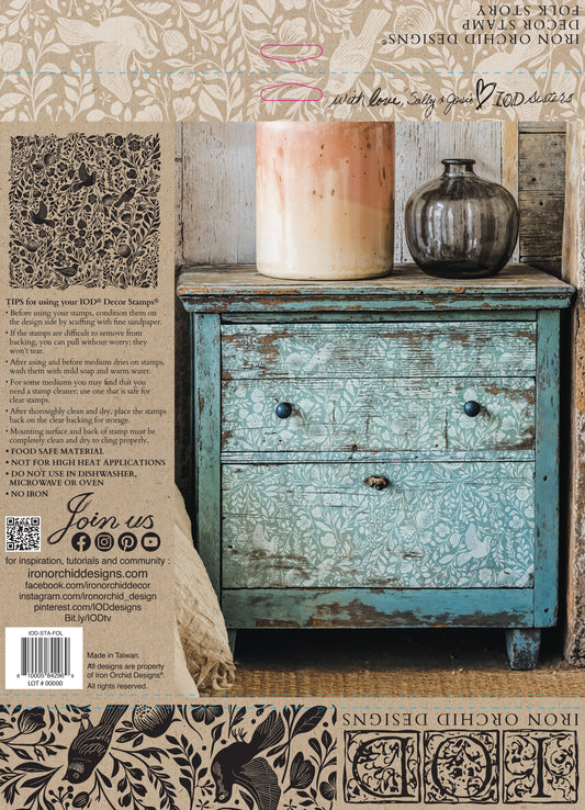 Decorative chest of drawers with vintage decor and stamp patterns from the stamp "Folk Story"