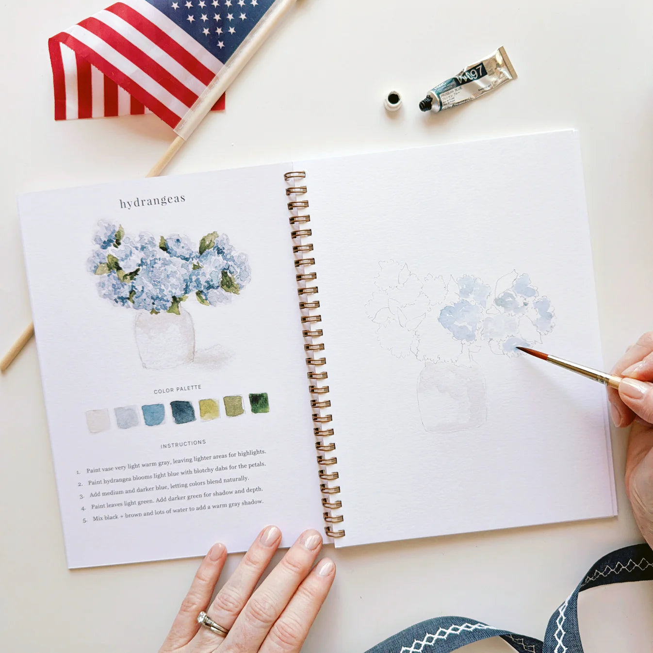 Americana - Beginner-Friendly Watercolor Workbook