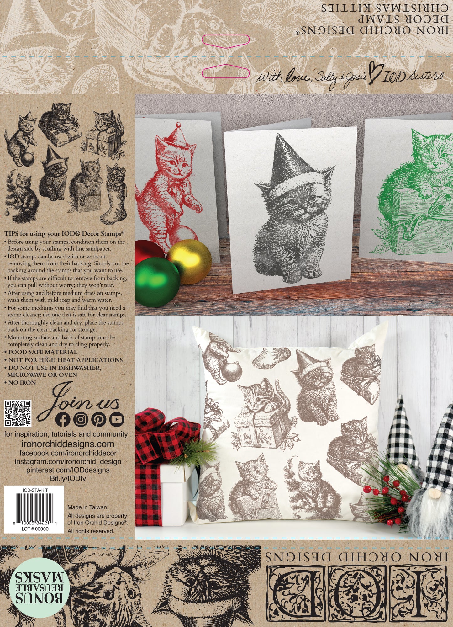 Christmas Kitties- IOD Decor Stamp