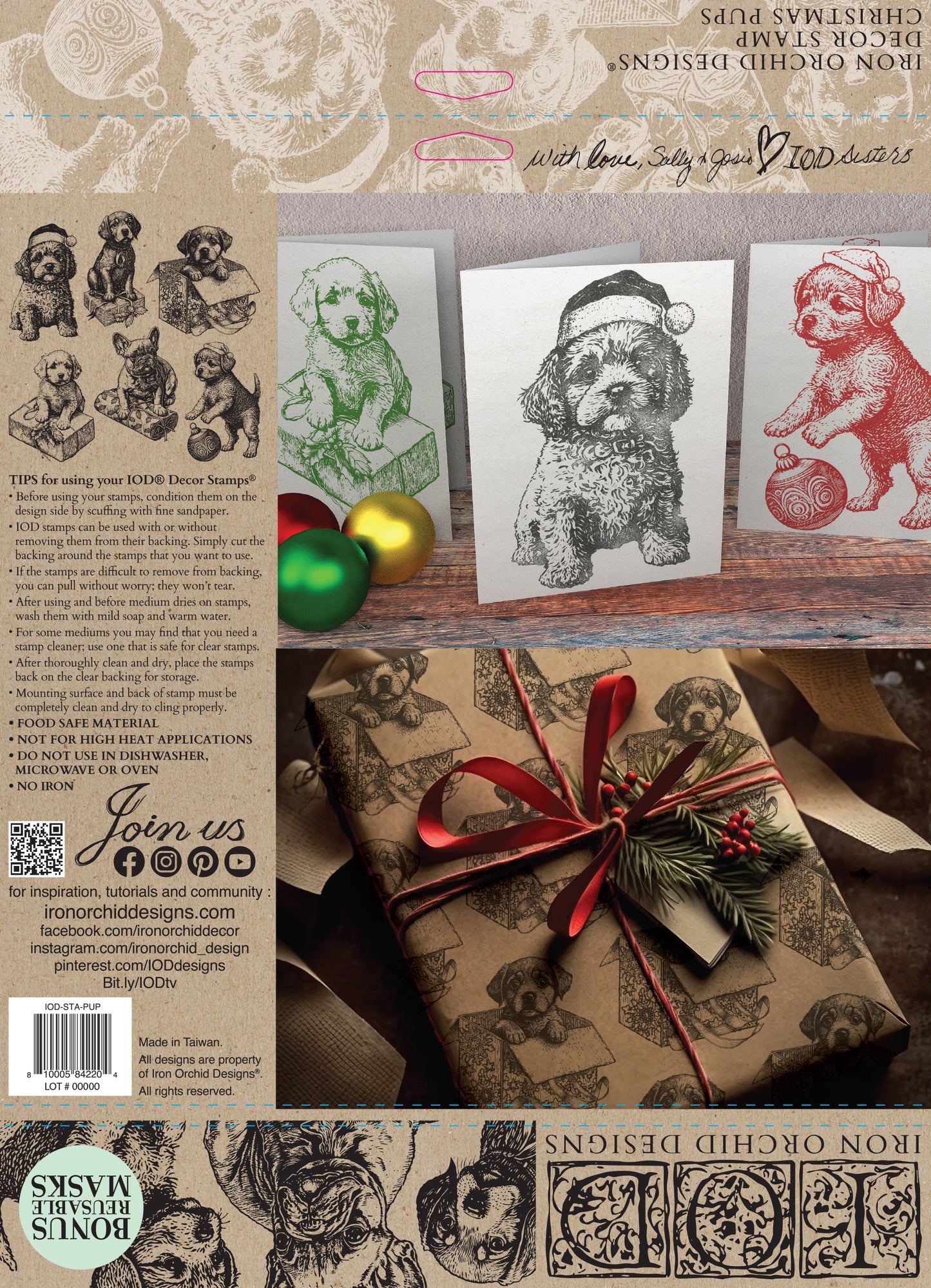 Christmas Pups- IOD Decor Stamp