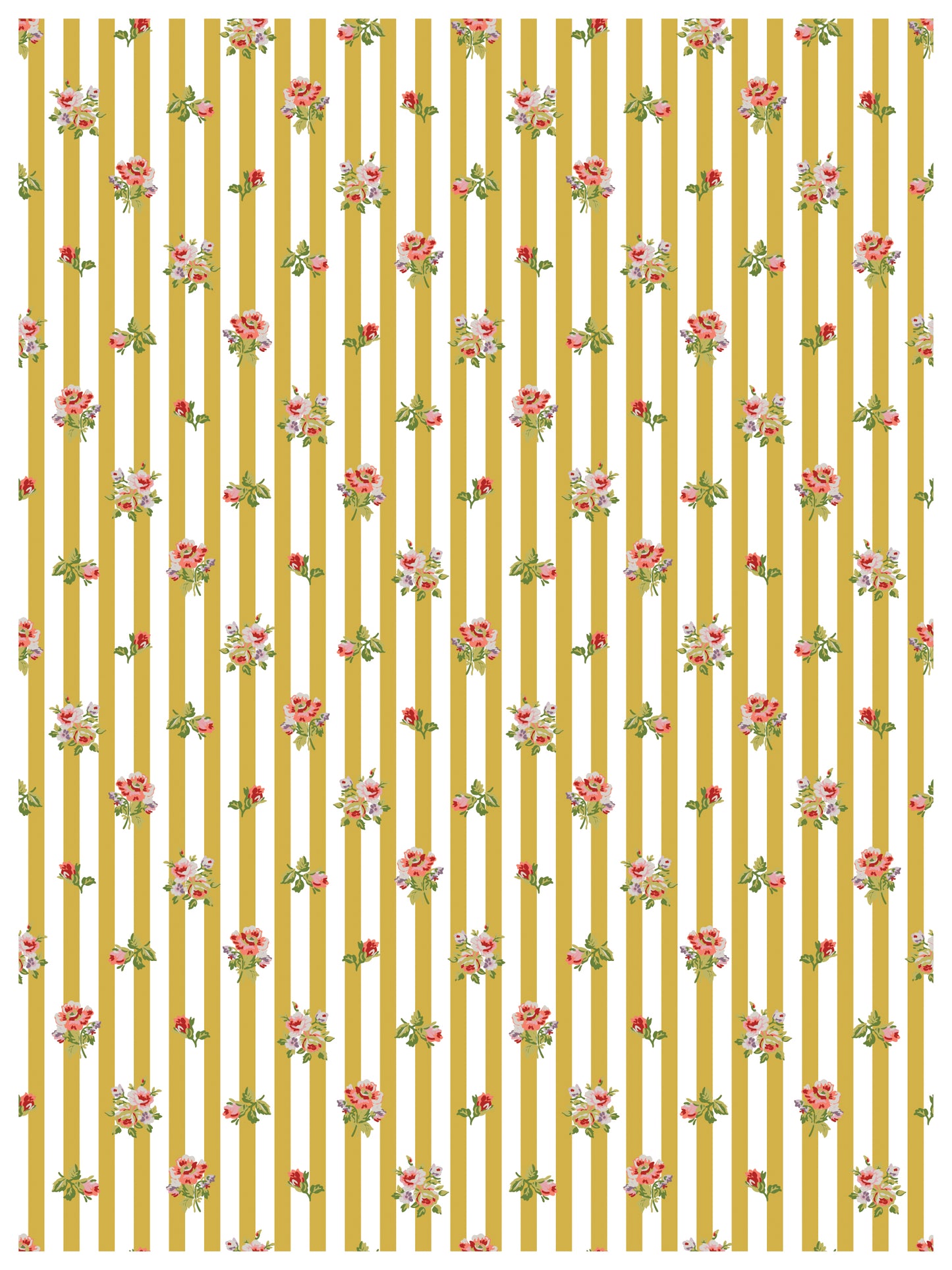 Page 2 of Ditsy Blooms inlay. Floral pattern on yellow vertical stripes.