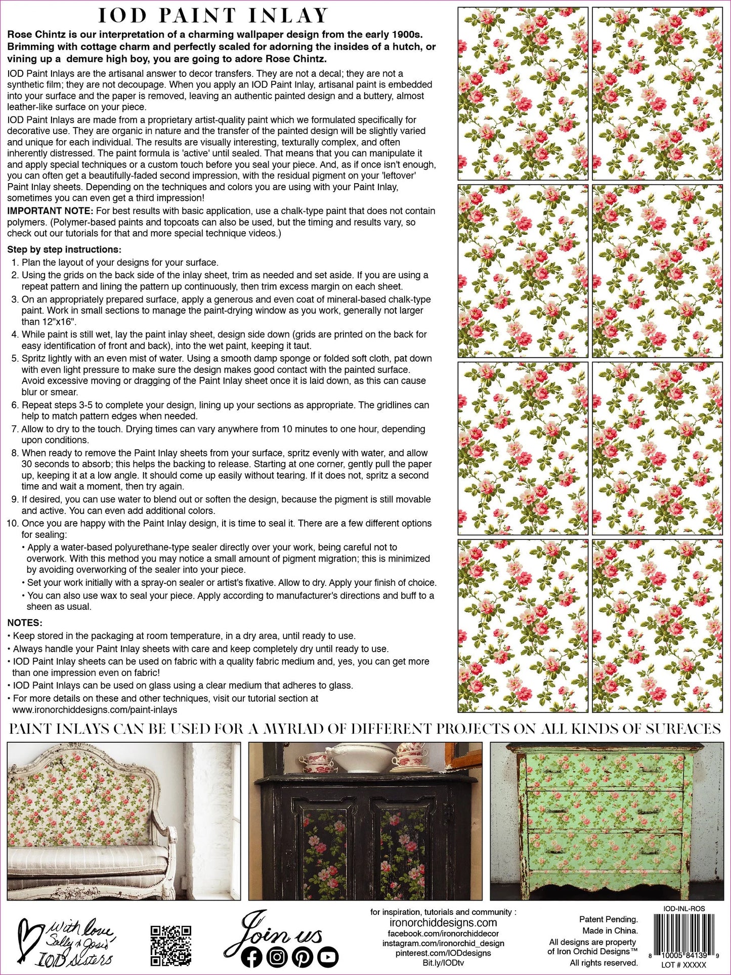 Rose Chintz - IOD Paint Inlay (Retired)