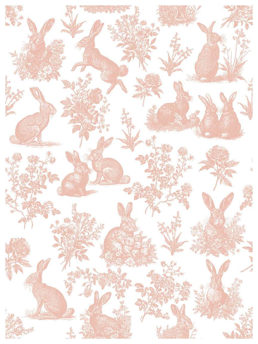 An inlay sheet with bunnies and bouquets of flowers.