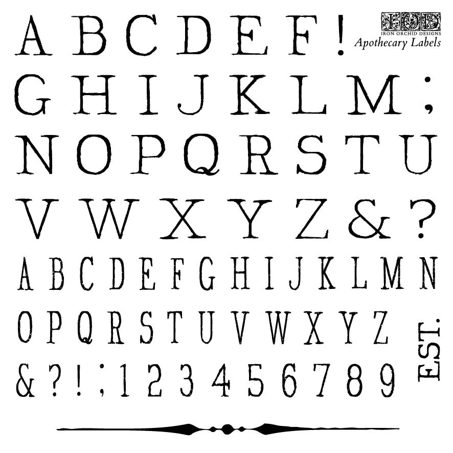 Apothecary Labels 6 x 6 stamp set with case- IOD Decor Stamp