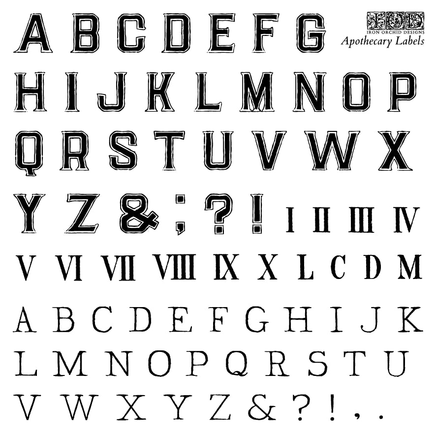 Apothecary Labels 6 x 6 stamp set with case- IOD Decor Stamp
