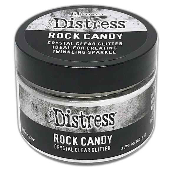 Jar of Ranger Distress Rock Candy crystal clear glitter on a white background