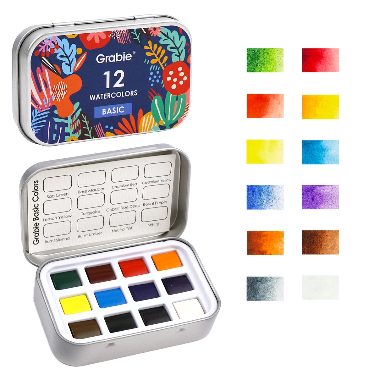 Grabie Watercolor Pocket Set - 12 Essential Artist-Grade Colors