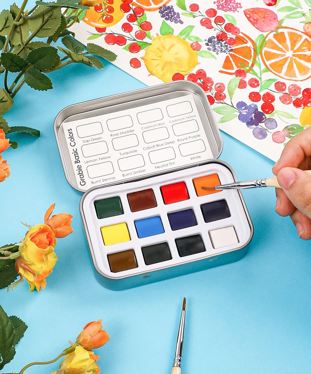 Grabie Watercolor Pocket Set - 12 Essential Artist-Grade Colors