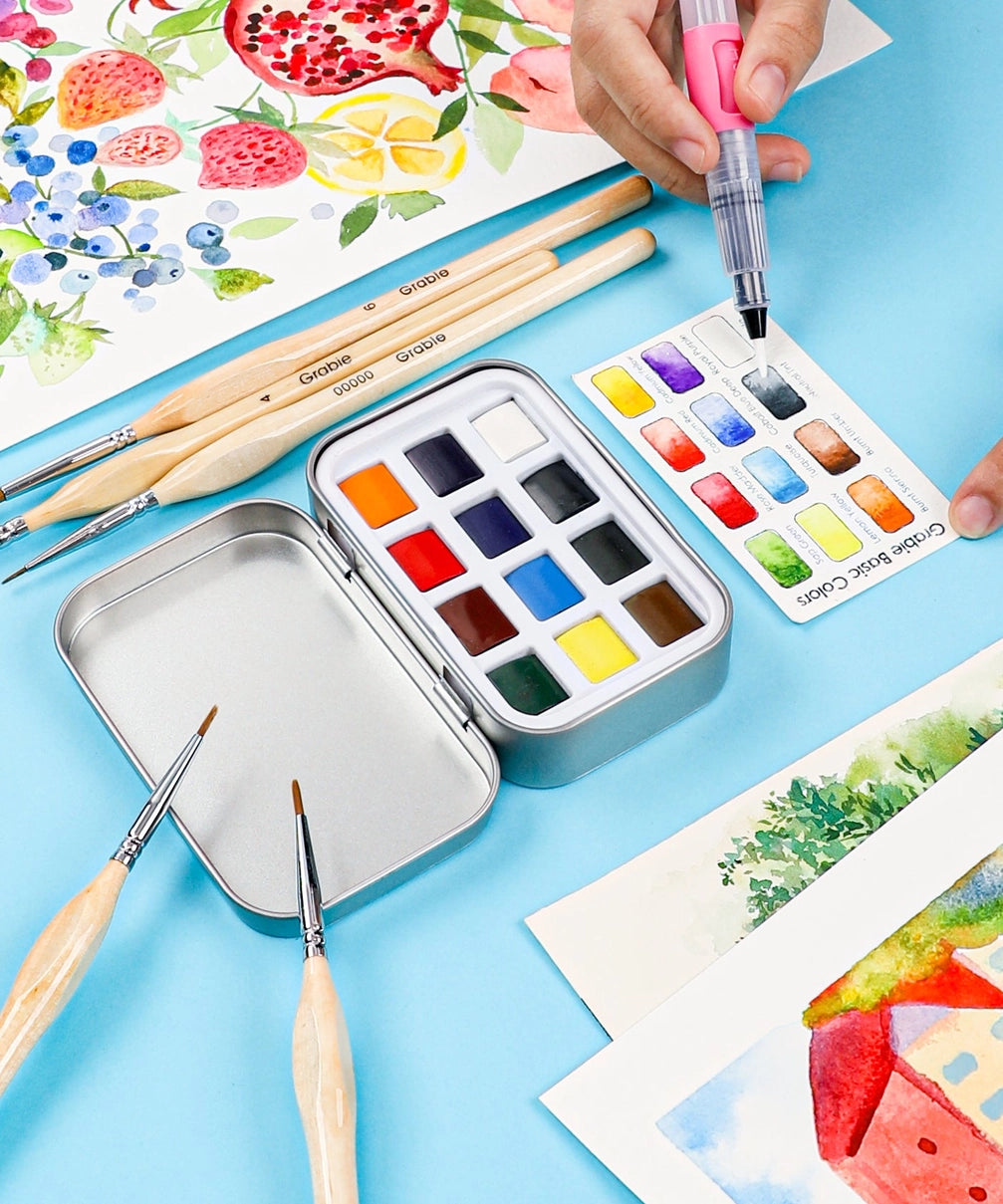 Grabie Watercolor Pocket Set - 12 Essential Artist-Grade Colors