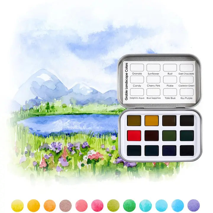 Grabie Watercolor Pocket Set - 12 Landscape Artist-Grade Colors