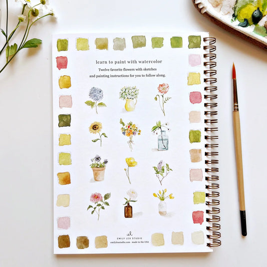 Flowers - Beginner-Friendly Watercolor Workbook- Emily Lex Studio