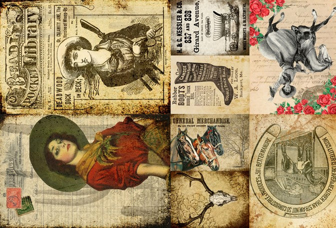 Cowgirl Project Blocks- Roycycled Decoupage Paper
