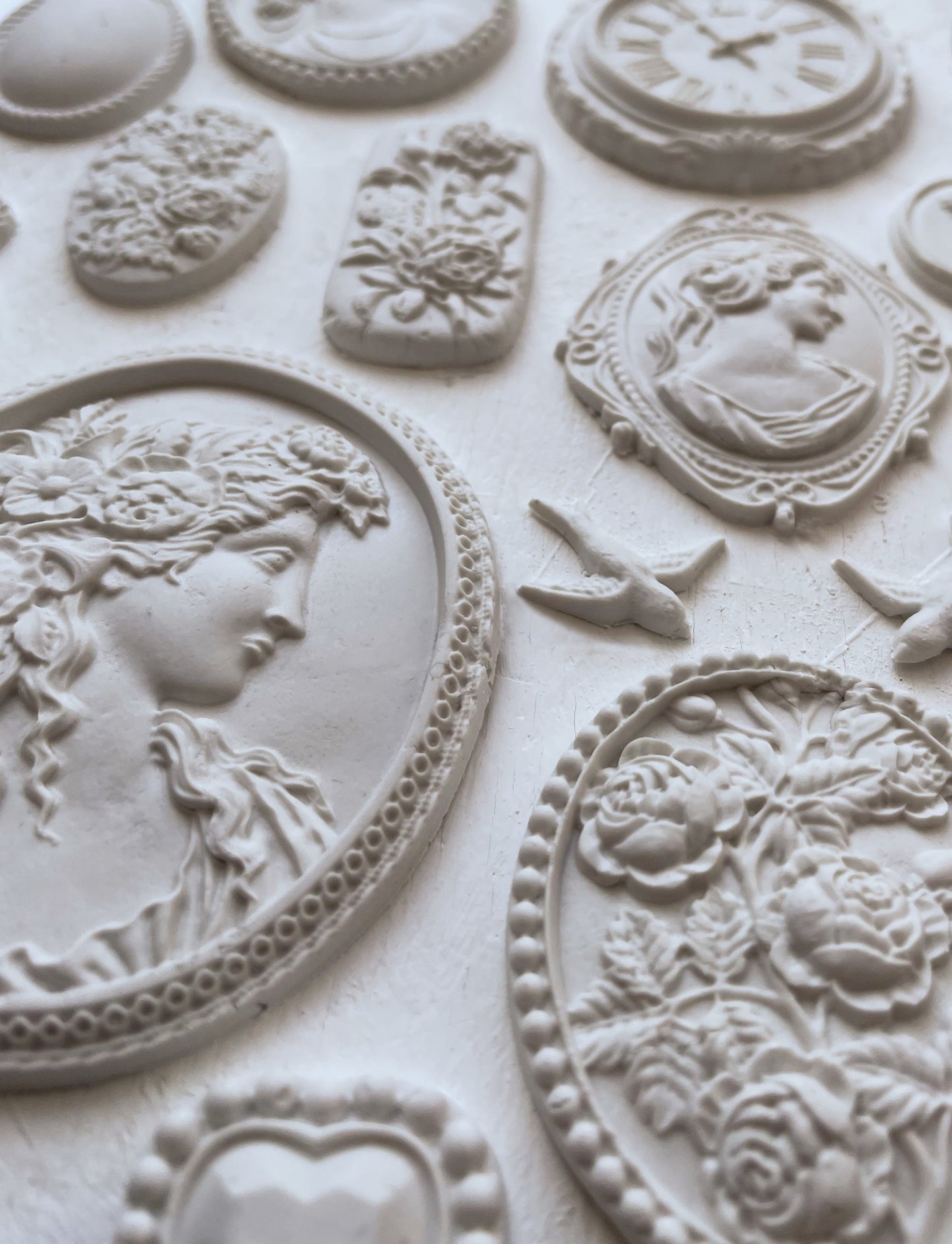 Clay casted cameos from the IOD 'Cameos" mould.
