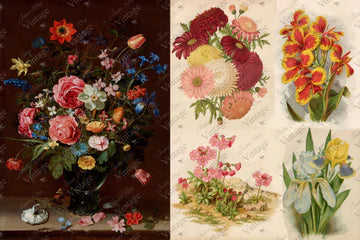 Hand Painted Floral - 20” x 30” JRV Decoupage Paper