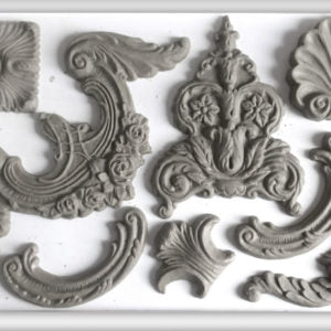 A variety of clay castings in ornate and regal swags and symbols, from IOD's "Classic Elements" mould.