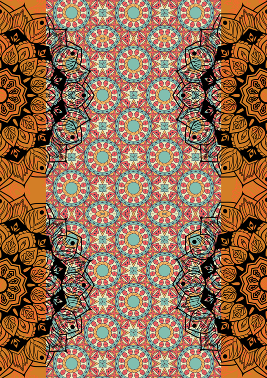 A Made by Marley decoupage paper with an orange bohemian pattern to match the other pages in the 'My Darling Clementine' decoupage paper set.
