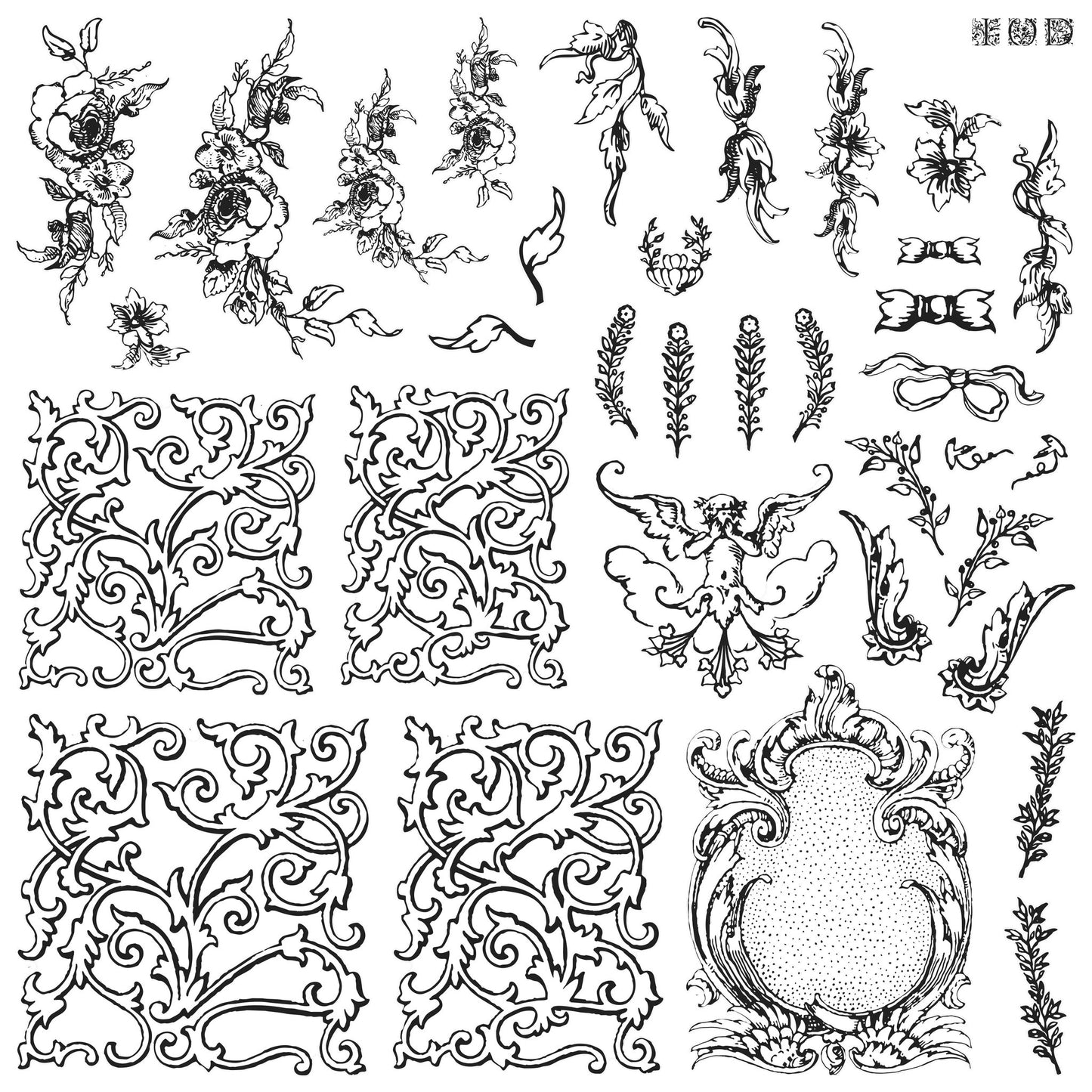 Alphabellies stamp- IOD decor stamp