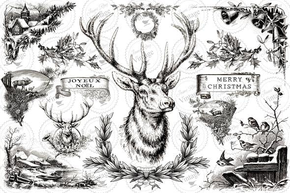 Christmas Stag - 20” x 30” JRV Decoupage Paper