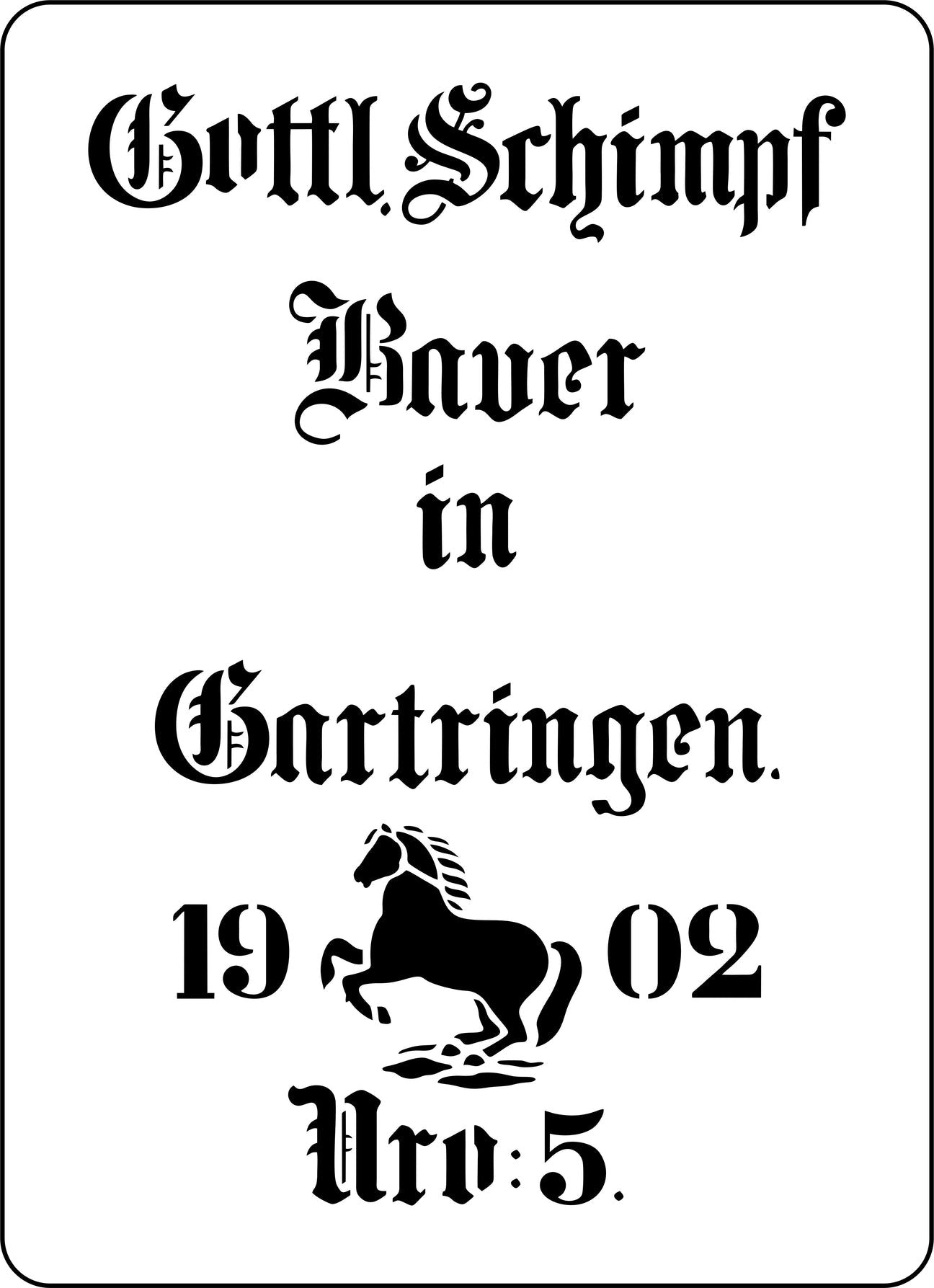 1902 Horse Grain Sack Stencil