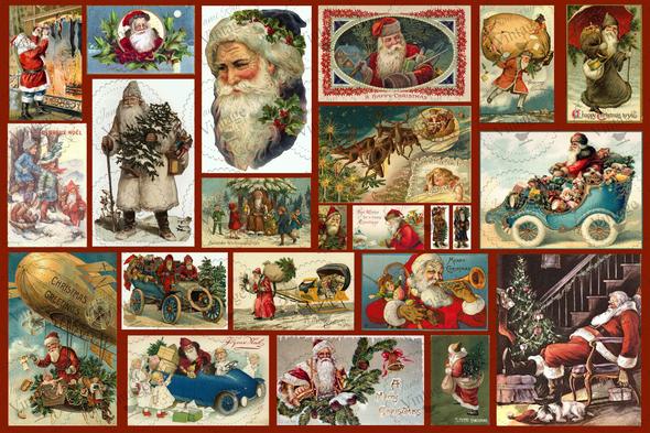 Santa Postcards - 20” x 30” JRV Decoupage Paper