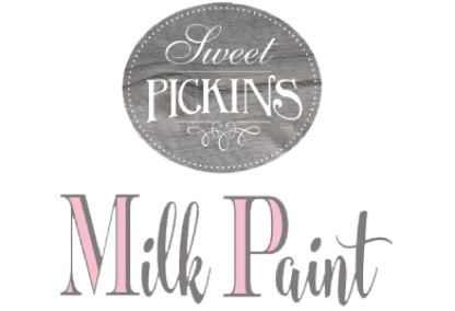 The "Sweet Pickins" company logo with the words "Milk Paint" written in cursive below it.