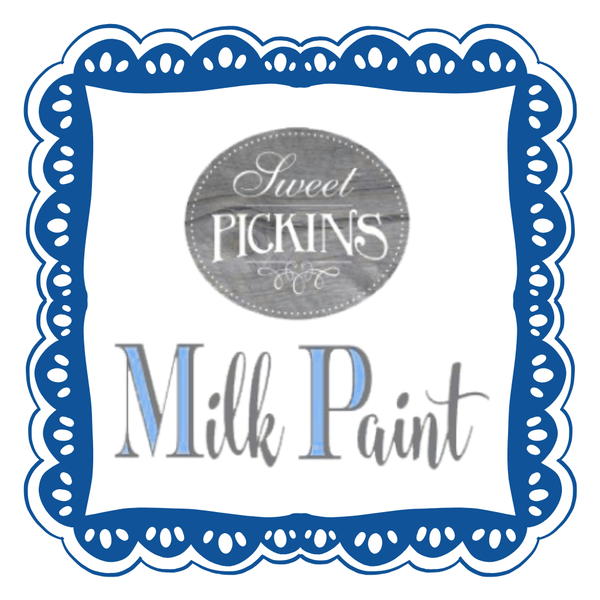 A Collection Main Image, with a sign that says Sweet Pickins Milk Paint surrounded by a bohemian blue frame.
