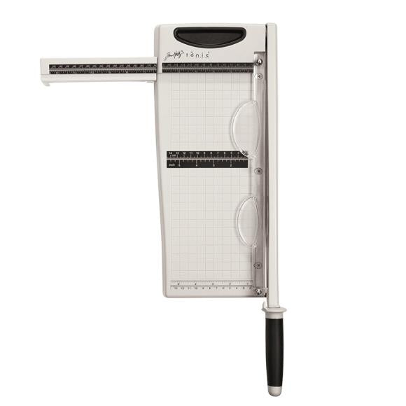 Paper trimmer with ruler on a white background