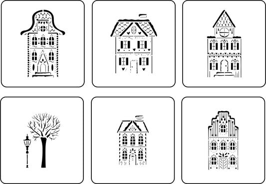 Christmas Village Houses- Stencil