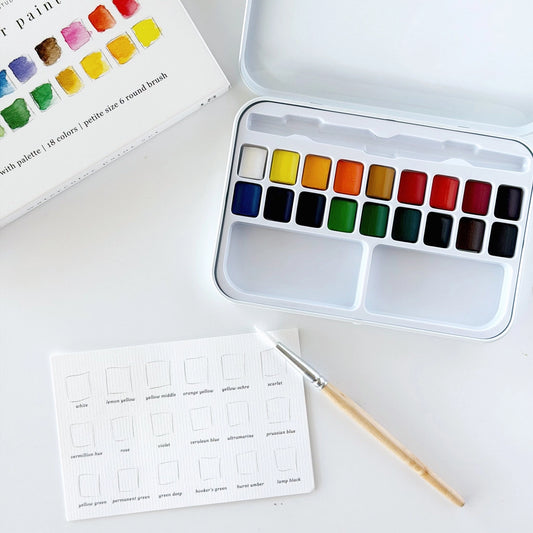 Watercolor paint set, 18 colors - by Emily Lex