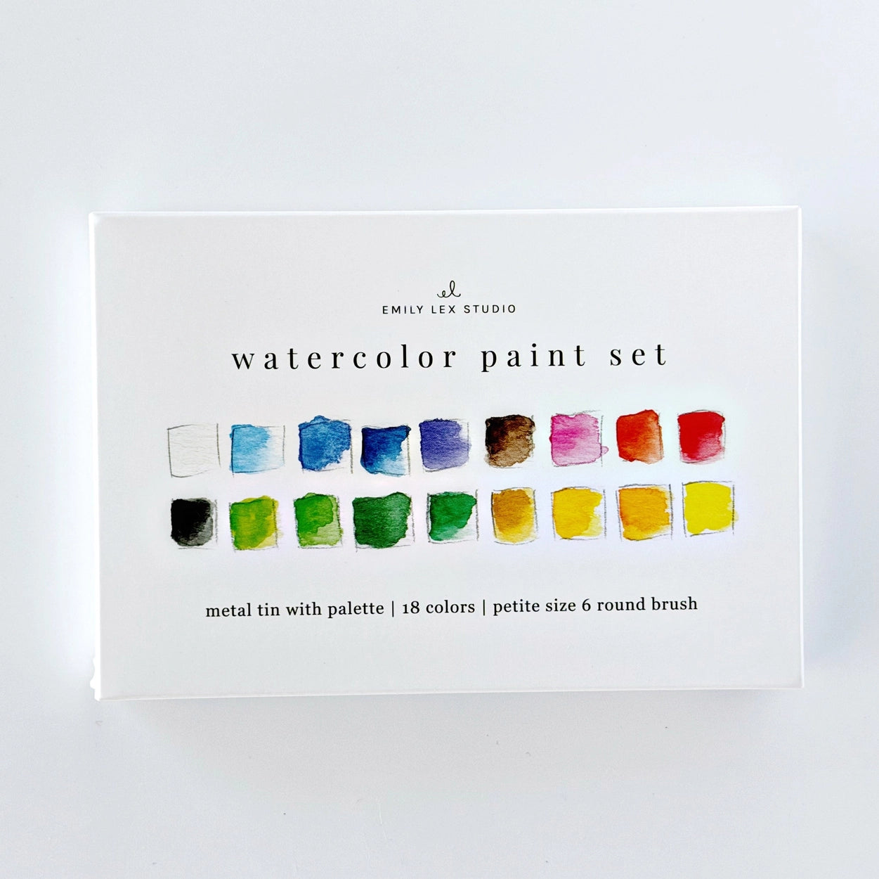 Watercolor paint set, 18 colors - by Emily Lex