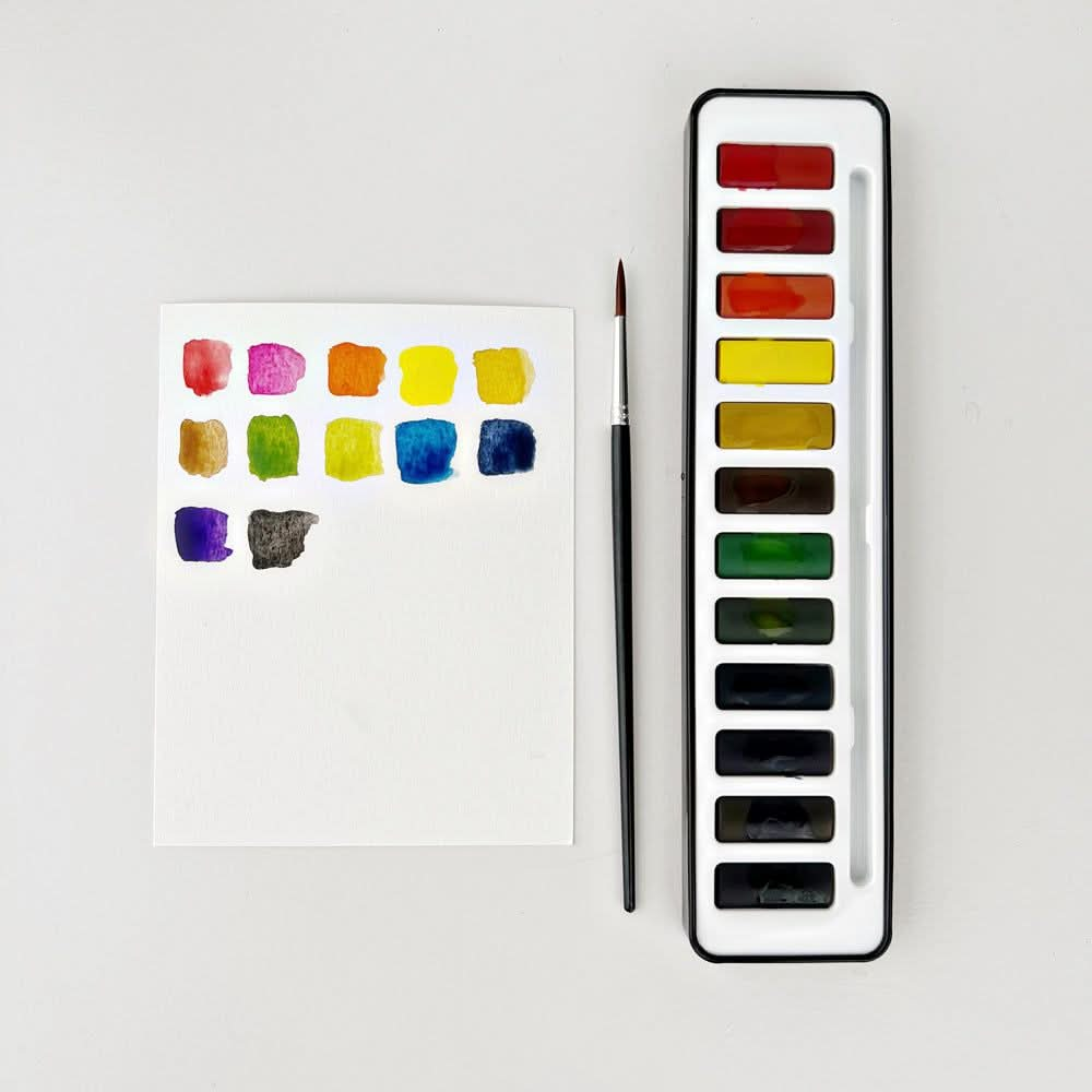 Watercolor paint set, 12 colors - by Emily Lex