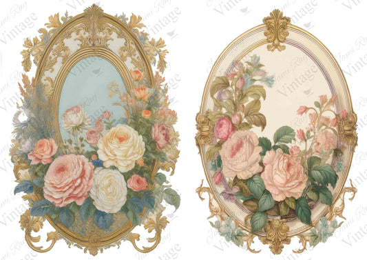 Rose Vignette| A4 Rice Paper