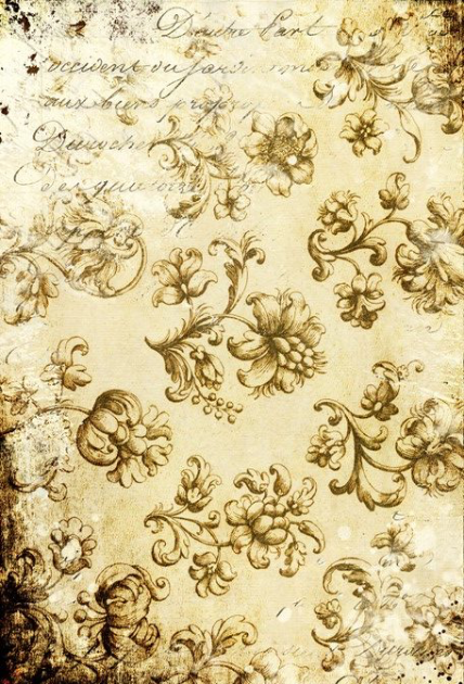 Distressed Grungy Floral- Roycycled Decoupage Paper