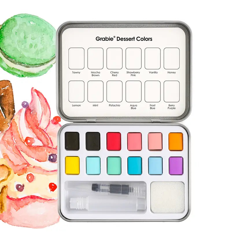 Watercolor Pocket Set of 12 with Brush - Dessert Colors