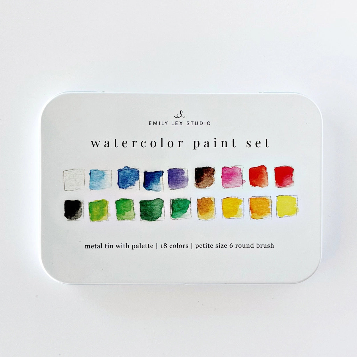 Watercolor paint set, 18 colors - by Emily Lex