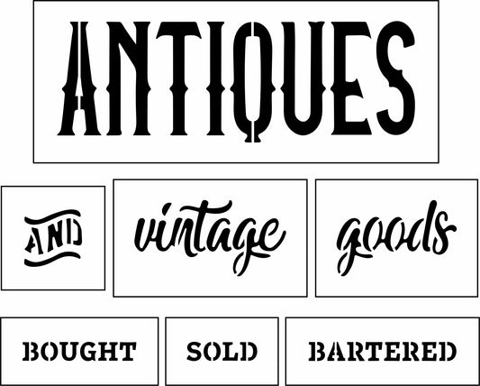 Antiques and Vintage Goods Sign Bar Kit | JRV Stencil Designed by Debi from Debi's Design Diary (Copy)