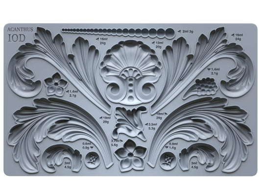 Acanthus Scroll - 6" x 10" Scrollwork Decor Mould - IOD