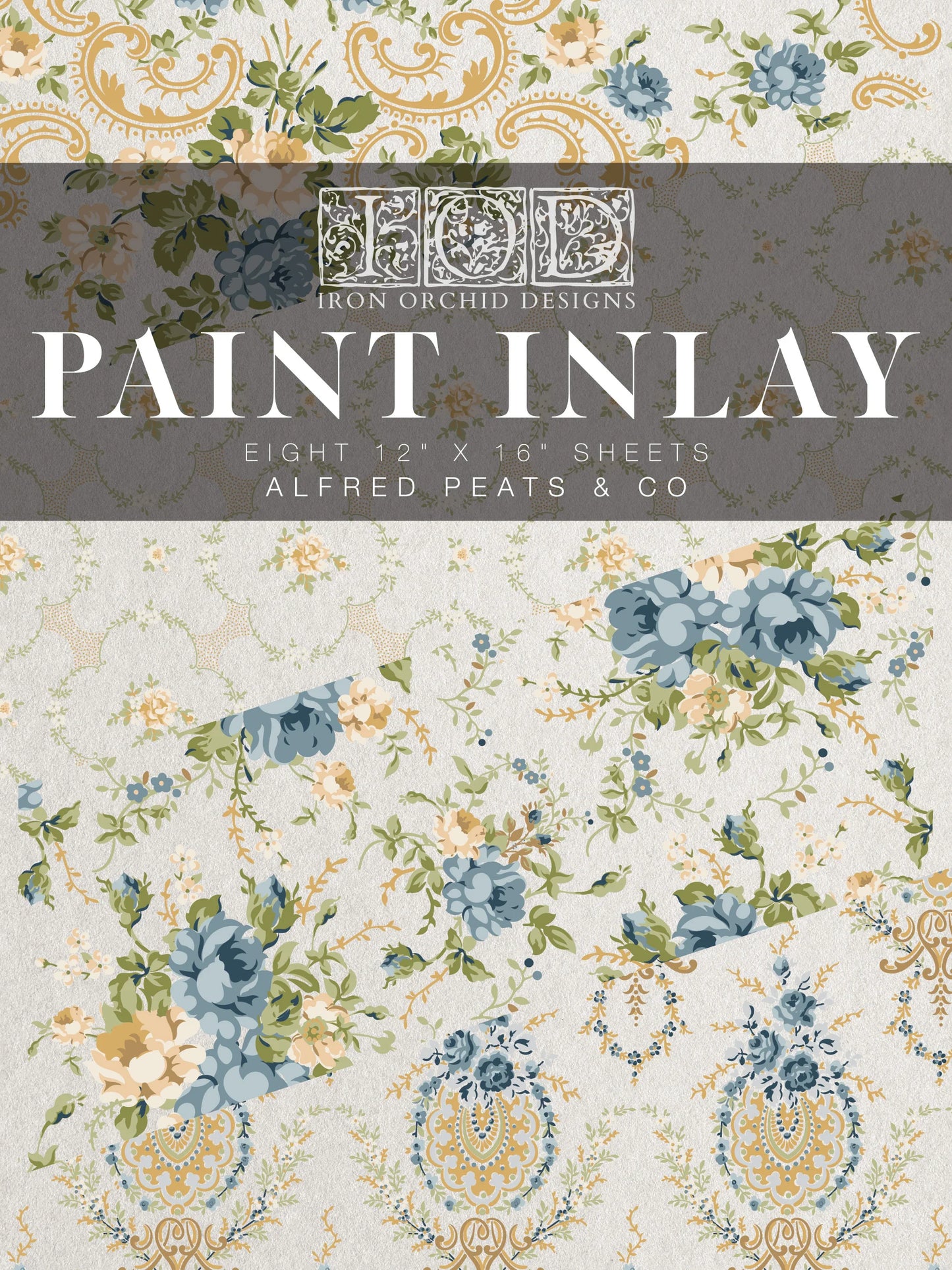 Front cover of Iron Orchid Designs Paint Inlay with floral patterns and brand name.