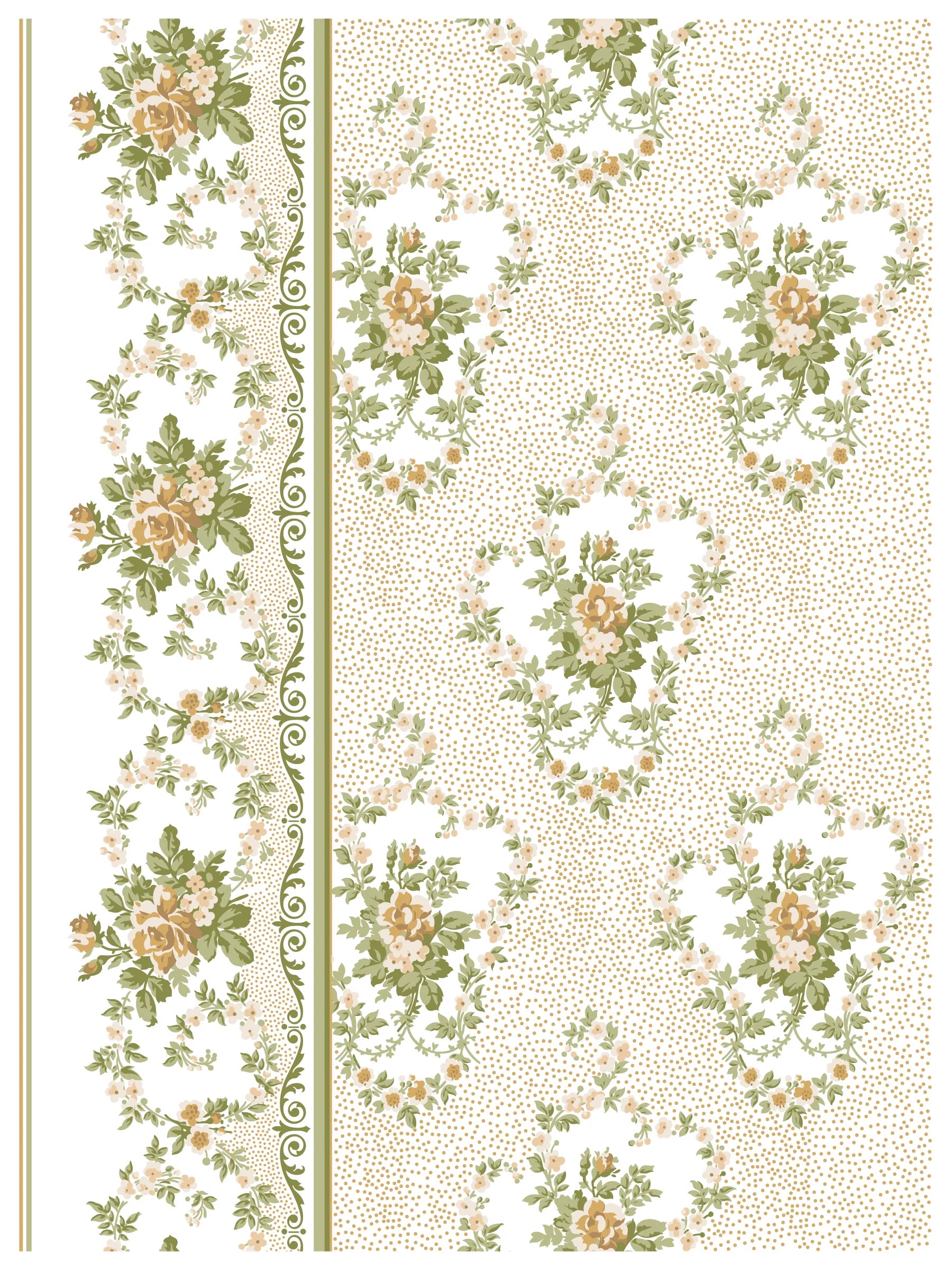 Paint inlay pages of rose patterns with decorative border on a white background