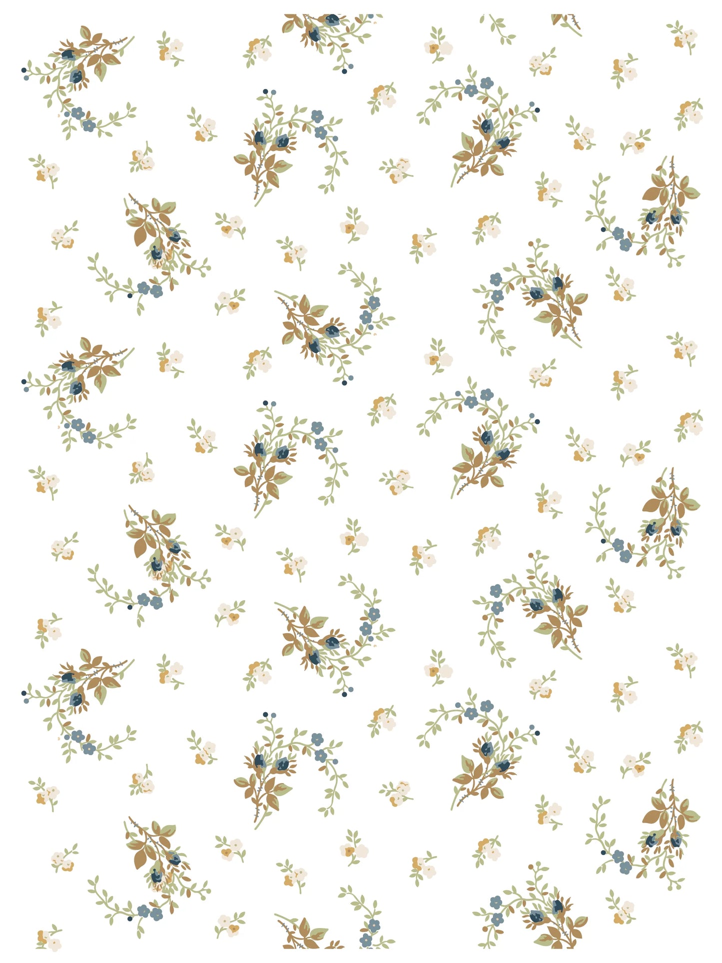 A paint inlay sheet featuring a pattern with small flowers and leaves on a white background