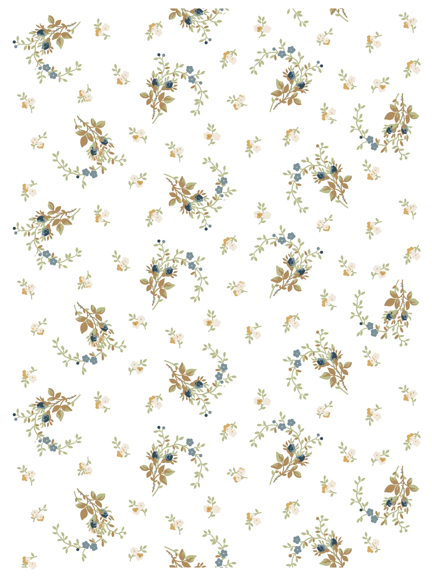 A paint inlay sheet featuring a pattern with small flowers and leaves on a white background